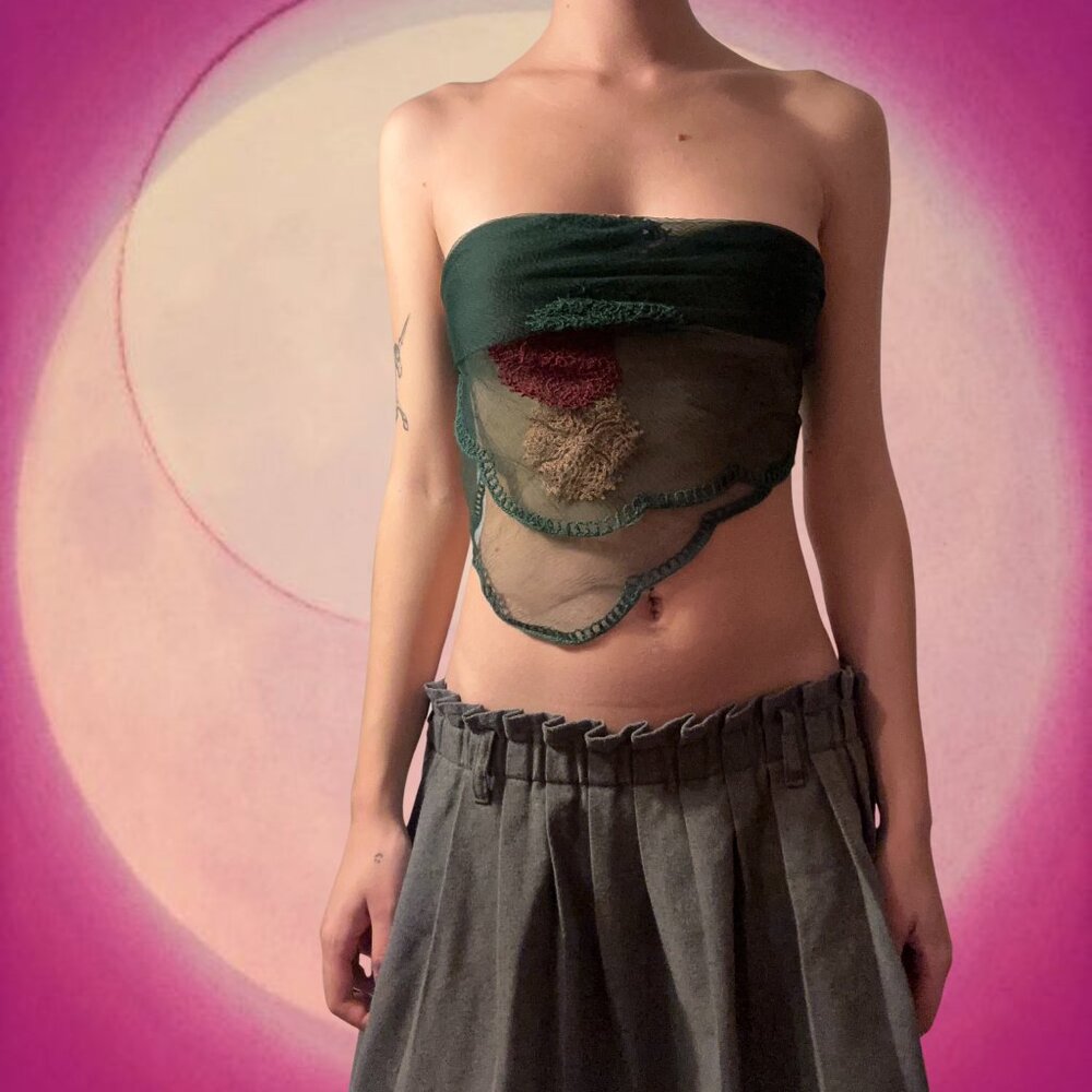 Green Bandeau Top or Headscarf, multi purpose